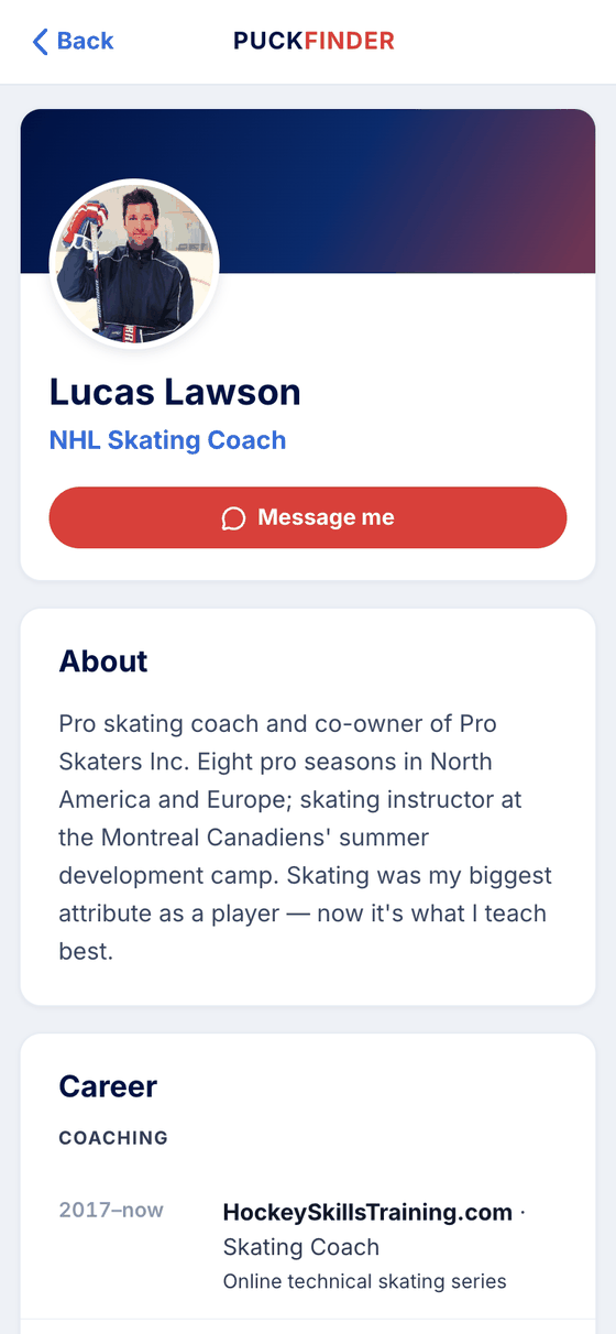 Lucas Lawson's profile: NHL Skating Coach, Message me, About and Career